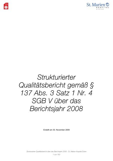 Strukturierter QualitÃ¤tsbericht gemÃ¤Ã Â§ 137 Abs - St. Marien-Hospital