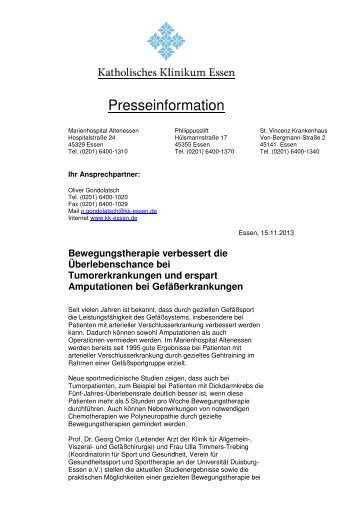 Bewegungstherapie verbessert die Überlebenschance bei ...