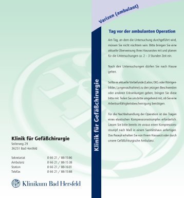 Flyer Varizen (ambulant) - Klinikum Bad Hersfeld GmbH