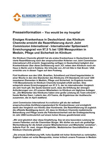 Download der Pressemitteilung ( 33 KB im PDF Format ) - Klinikum ...