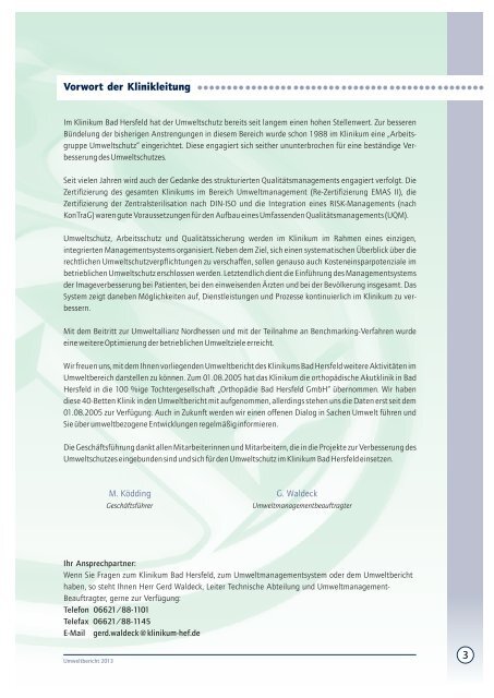 Umweltbericht 2013 - Klinikum Bad Hersfeld GmbH