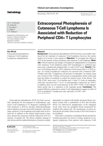 Extracorporeal Photopheresis of Cutaneous T-Cell Lymphoma Is ...