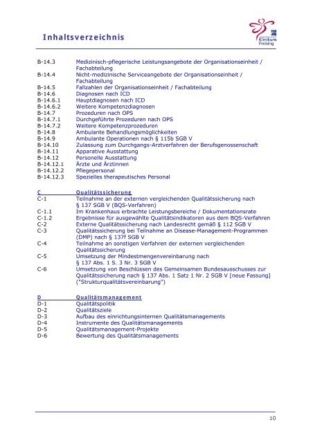 Strukturierter Qualitaetsbericht 2008 - Klinikum Freising