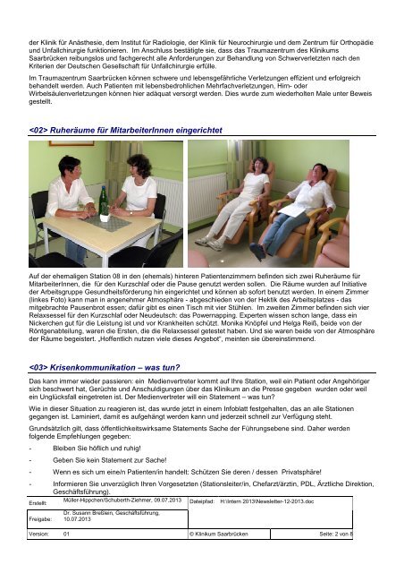 Newsletter-12-2013 - Klinikum SaarbrÃ¼cken