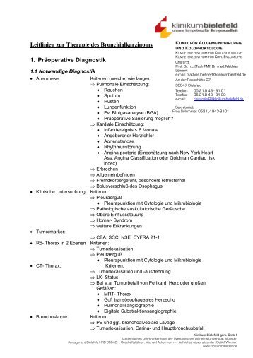 Leitlinien Bronchialkarzinom.pdf - Klinikum Bielefeld gem. GmbH