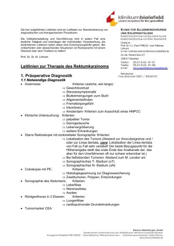Leitlinien Rektumkarzinom.pdf - Klinikum Bielefeld gem. GmbH