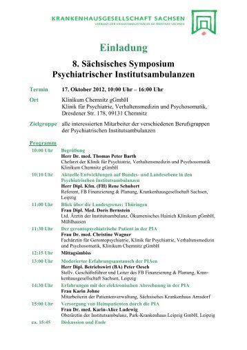 Einladung 8. SÃ¤chsisches Symposium Psychiatrischer ...