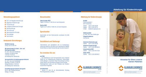 Infoflyer der Abteilung fÃ¼r Kinderchirurgie ( 959 KB PDF Format )