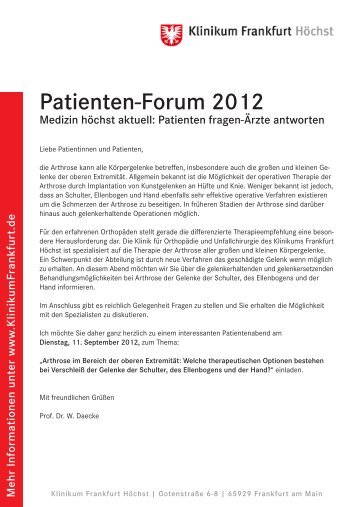 A5 Patientenforum Daecke II.indd - Klinikum Frankfurt HÃ¶chst