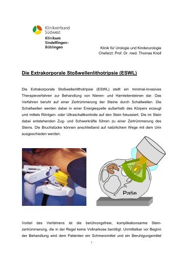 Die Extrakorporale StoÃwellenlithotripsie (ESWL)