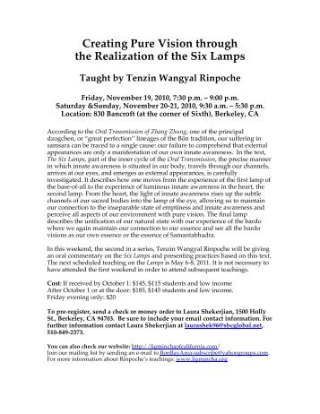 Creating Pure Vision through the Realization of the Six Lamps