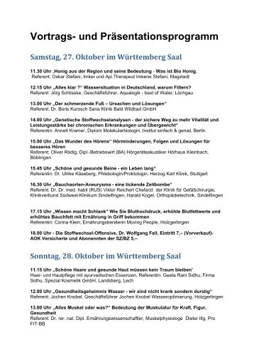 Vortrags- und PrÃ¤sentationsprogramm - Klinikverbund-SÃ¼dwest