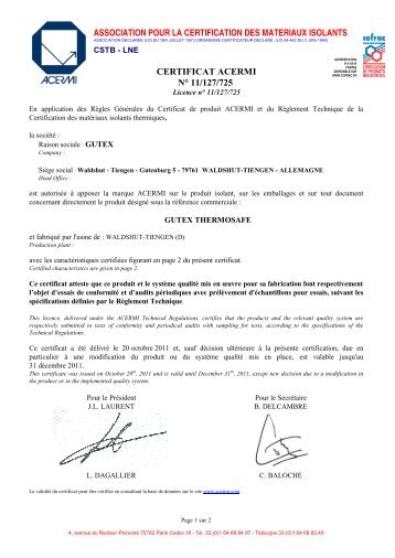 ASSOCIATION POUR LA CERTIFICATION DES MATERIAUX - Acermi