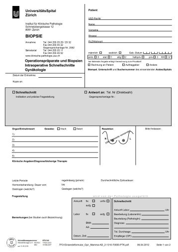 Biopsie und Operationspräparate Gynäkologie - Institut für Klinische ...