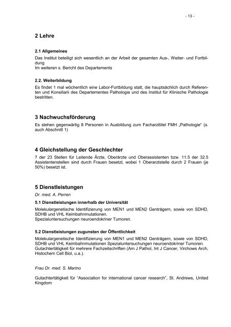 Akademischer Bericht 2001 - Institut für Klinische Pathologie ...