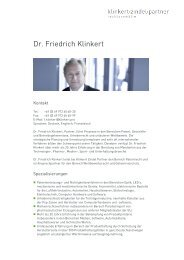 Dr. Friedrich Klinkert - Klinkert Zindel Partner