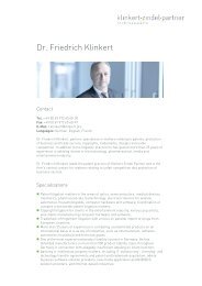 Dr. Friedrich Klinkert - Klinkert Zindel Partner