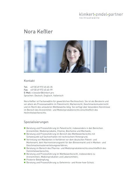 Nora KeÃler - Klinkert Zindel Partner