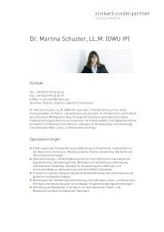 Dr. Martina Schuster, LL.M. (GWU IP) - Klinkert Zindel Partner