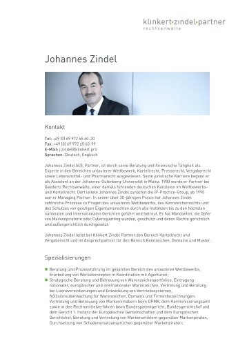 Johannes Zindel - Klinkert Zindel Partner