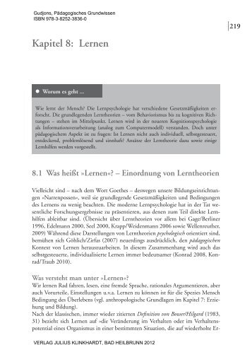 Kapitel 8: Lernen - Julius Klinkhardt