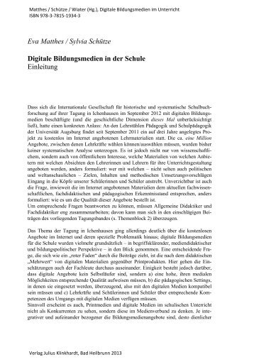 Digitale Bildungsmedien in der Schule - Julius Klinkhardt