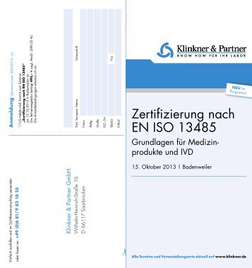 Zertifizierung nach EN ISO 13485 - Klinkner & Partner GmbH