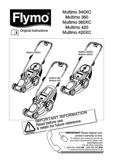 Flymo Multimo 340 X C Mm340 X C Tondeuse à Gazon Manche Bloc Pivot
