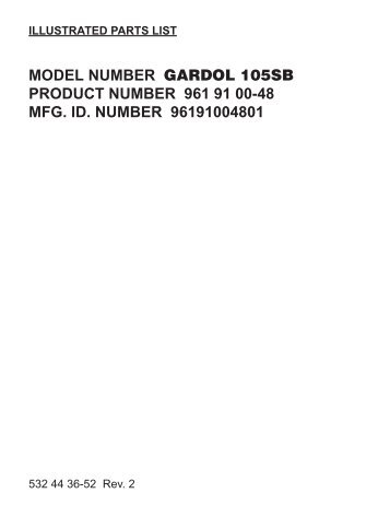 IPL, Gardol, 105SB, 96191004801, 2011-10, Snow Thrower - Klippo