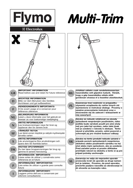 OM, Flymo, Multi-Trim, 200, 250D, 250DX, 300DX ... - Klippo