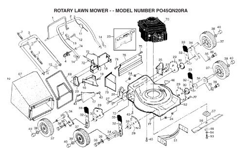 rotary lawn mower - - model number po45qn20ra - Klippo