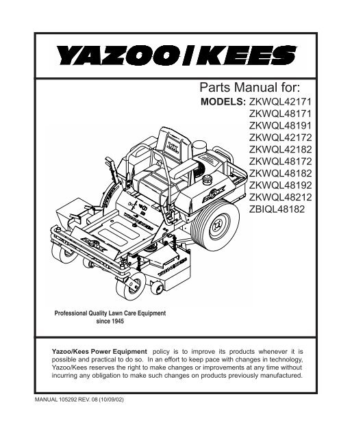 Yazoo kees parts hot sale