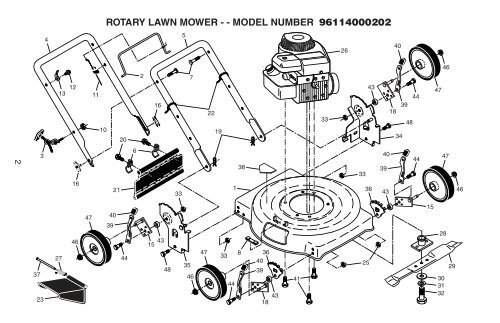 rotary lawn mower - - model number 96114000202 - Klippo