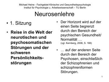 Neurosenlehre - Klinische und Gesundheitspsychologie - TU Berlin