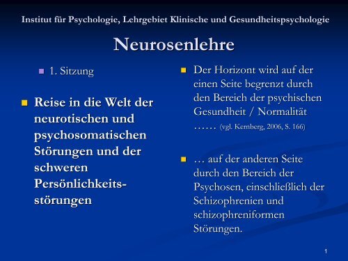 Neurosenlehre - Klinische und Gesundheitspsychologie