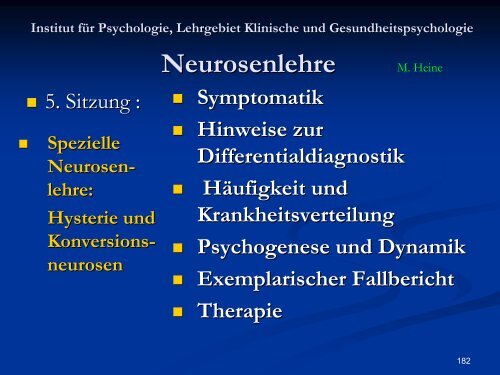 Neurosenlehre - Klinische und Gesundheitspsychologie