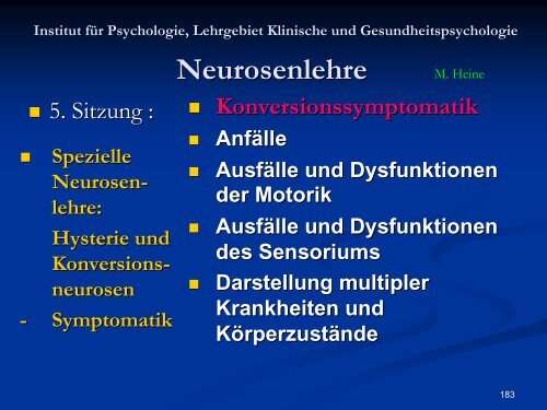 Neurosenlehre - Klinische und Gesundheitspsychologie