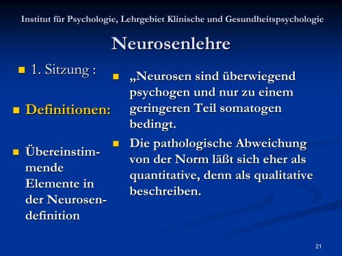 Neurosenlehre - Klinische und Gesundheitspsychologie