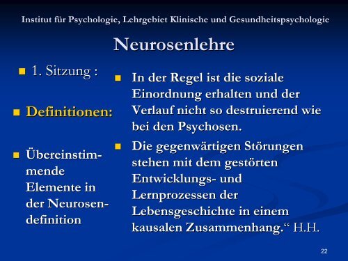 Neurosenlehre - Klinische und Gesundheitspsychologie