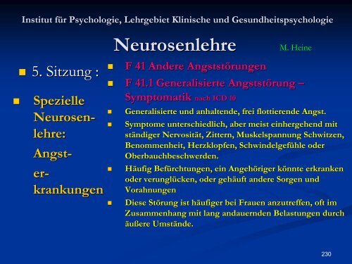 Neurosenlehre - Klinische und Gesundheitspsychologie