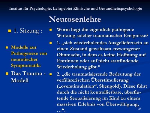 Neurosenlehre - Klinische und Gesundheitspsychologie