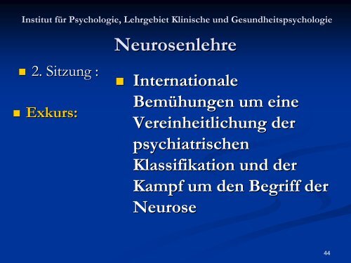 Neurosenlehre - Klinische und Gesundheitspsychologie