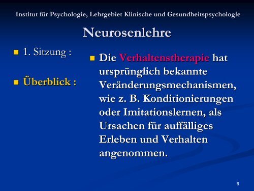 Neurosenlehre - Klinische und Gesundheitspsychologie