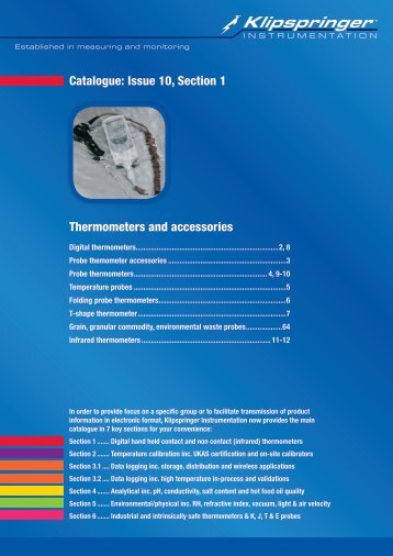 Thermometers and accessories Catalogue: Issue 10 ... - Klipspringer