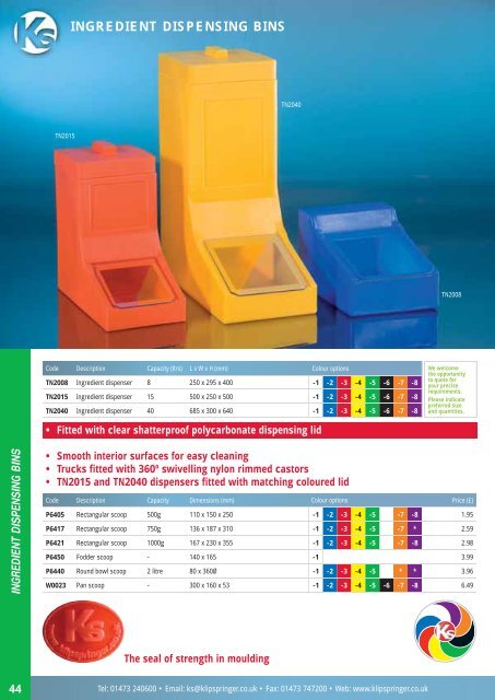 Specialist suppliers to the food and beverage industry - Klipspringer