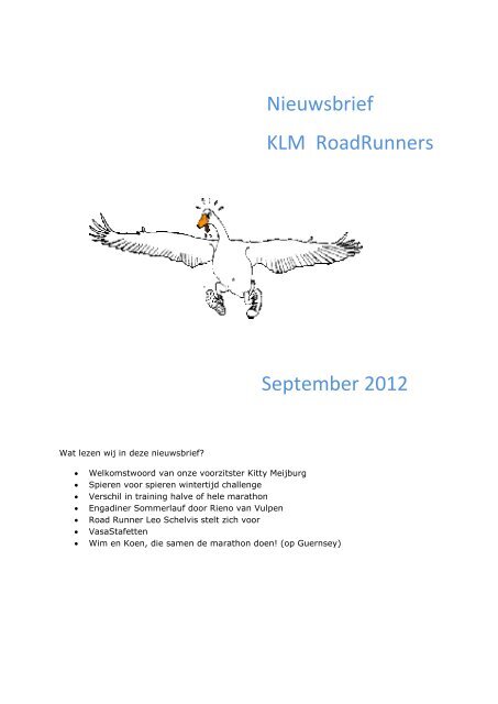 Nieuwsbrief - KLM Road Runners