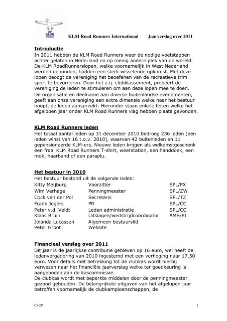 KLM Road Runners International Jaarverslag over 2011