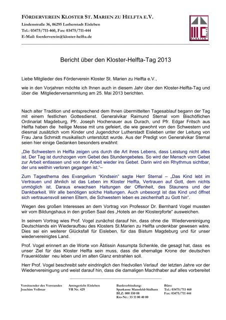 Bericht über den Kloster-Helfta-Tag 2013