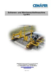 Schienen- und Weichenschleifmaschine Typ MV3 - Cemafer GmbH