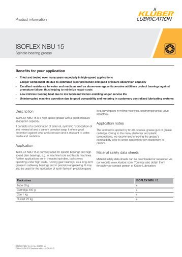ISOFLEX NBU 15 - KlÃ¼ber Lubrication